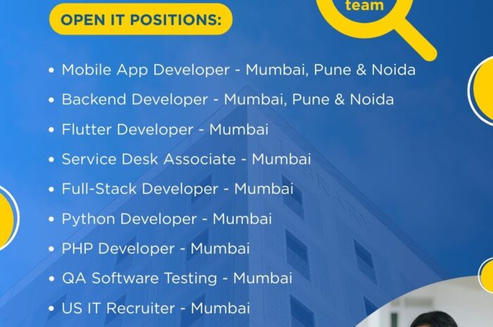 Job openings – Mumbai, Pune & Noida